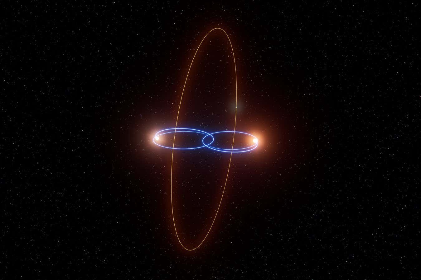Exoplanet found in odd perpendicular orbit to brown dwarf star pair
