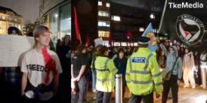 Charlie Kirk memorial event at the University of Manchester shut down by Antifa and far-left protesters