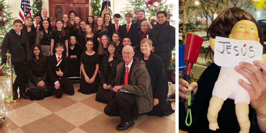 ANGELS VS DEMONS: Angry Leftist protesters run away as Ave Maria choir sings Salve Regina at them in DC