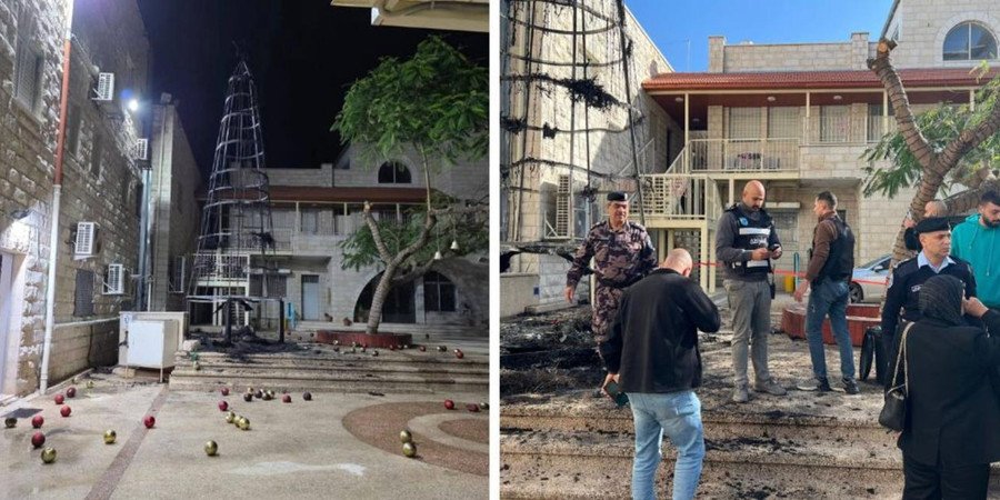 Three Palestinians arrested for torching Christmas tree at Catholic church in West Bank