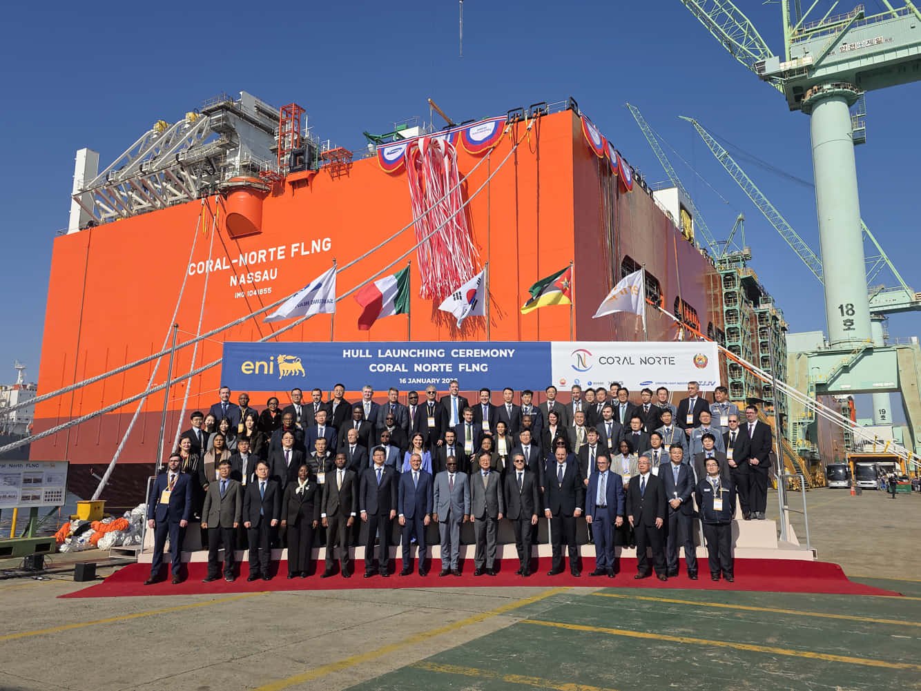 Eni cheers launch of its Mozambique-bound FLNG at Samsung Heavy Industries’ shipyard