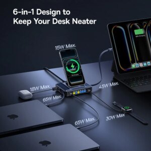 Baseus unveils Nomos NH21 6-in-1 GaN charging station with dual retractable cables and built-in display
